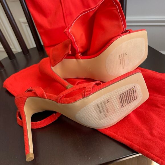 NWOT Fashion Nova Hoedown Made For Me Heeled Sandals Orange $45 6.5 - Picture 4 of 6
